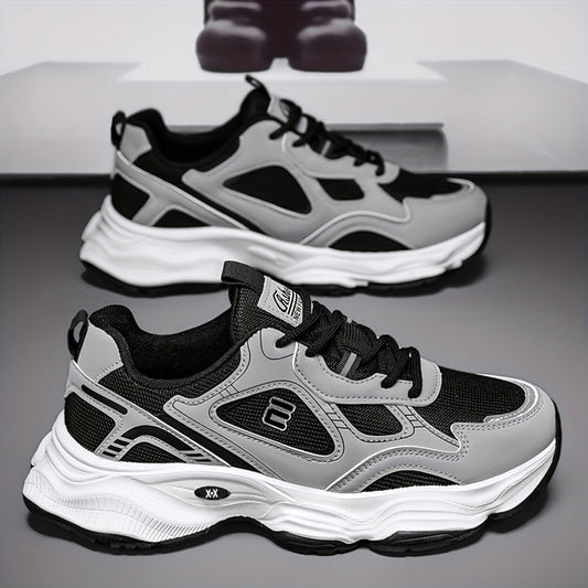 Men'S 2025 New Fashionable Low-Top Sneakers with Thick Sole - Non-Slip, Outdoor Casual Shoes for Teenagers and Young Adults, White and Golden Accents, All-Season Comfort, Casual Footwear   Modern Sneaker Design   Rubber Base