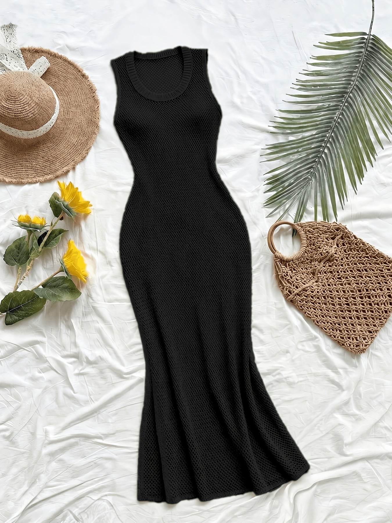 Women's Casual Long Knit Sweater Dress with Side Slit