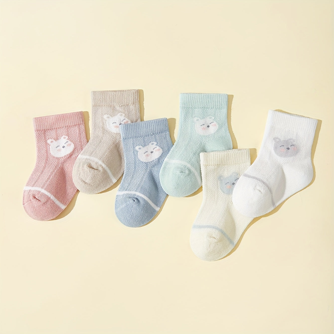 6 Pairs Of Baby Girl's Cotton Blend Adorable Animals Pattern Crew Socks, Comfy Breathable Casual Soft & Elastic Socks For Infant's Indoor Outdoor Activities