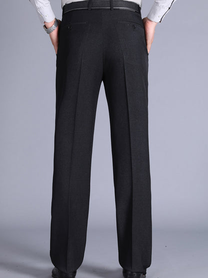 Men'S Casual Spring/Fall Polyester Solid Color Regular Fit Pants with Pocket