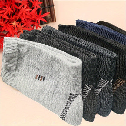 5 Pairs of Men'S Long Socks - Soft, Comfortable, Durable, Casual, Simple Fashion in Black, Large Size, Mid-Calf Length