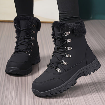 Women's & Men's Heavy-Duty Winter Snow Boots - Thickened Round-Toe Traction Tires, Faux Upper & TPR Sole, Unisex High-Ankle Trekking Boots for Skiing, Ice, Hiking, Snowshoeing - Cold Weather Outdoor Footwear