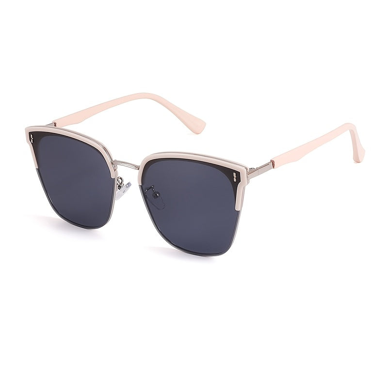 Men's & Women's Metal Half-Frame Rectangle Glasses with Brow Bar