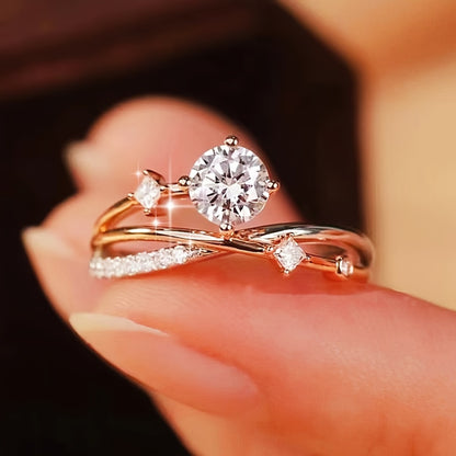 Adjustable Women’s Starry Sky Ring with Synthetic Cubic Zirconia
