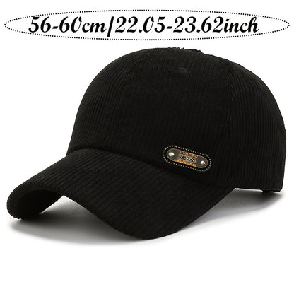 Unisex Corduroy Baseball Cap for Autumn and Winter Casual Wear