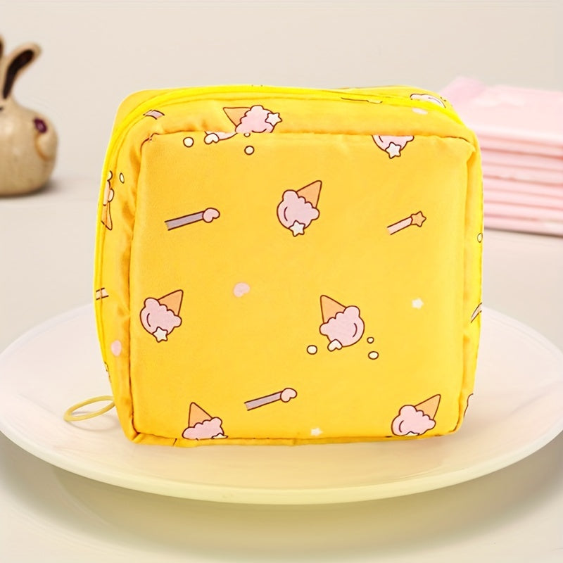 Cartoon Sanitary Napkin Storage Bag, Menstrual Cup Pouch Nursing Pad Holder Tampon Bags Feminine Product Pouches Portable Period Kit Bag For Girls Women