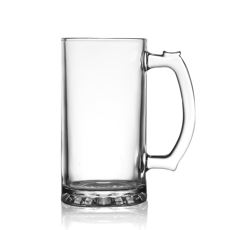 Football-Themed Engraved Glass Beer Mug with Handle