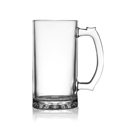 Football-Themed Engraved Glass Beer Mug with Handle