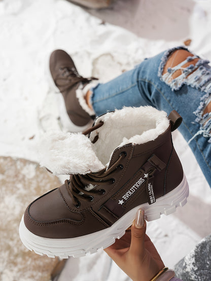 Կանացի ձմեռային ձնագնացքներ - Տաք երեսպատված, չսահող, բարձրակրունկ արտաքին ցանկացած առիթի համար կոշիկներ, ռիբավորված մեղմացնող ներդիրով, սև, իդեալական են ցուրտ եղանակի համար, ձմեռային կոշիկներ | Ոճային ձմեռային կոշիկներ | Դիմացկուն կոշիկներ