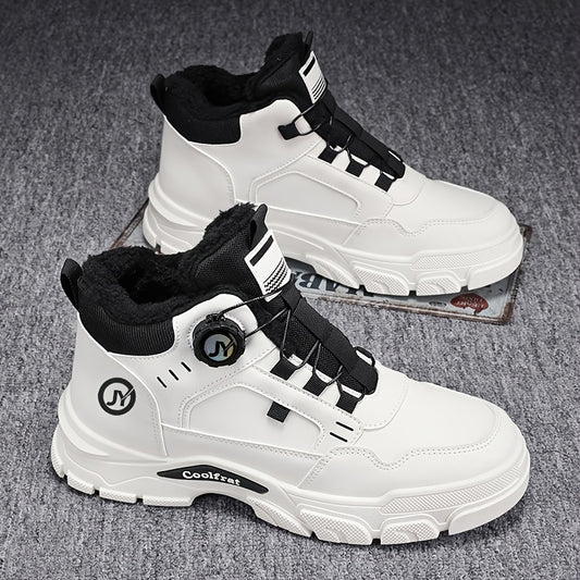 Men's New Winter Thickened -Lined Boots, Three Color Options, Comfortable and Warm, Easy On/Off with Knob Design, Suitable for Outdoor Snow, Hiking, and Mountaineering