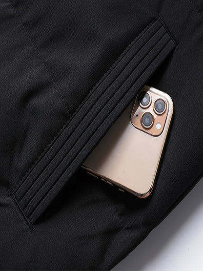 Men'S Stylish Tiger Head Jacket - Black, Red & White, Zip-Up, Stand Collar, Polyester, Casual Outdoor Wear, Casual Winter Wear | Stylish Jacket | Zippered Jacket