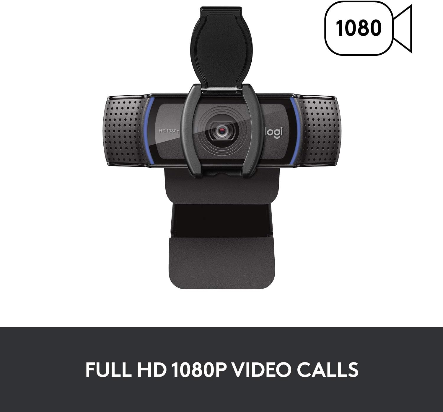 Logitech C920S HD Pro Webcam, Full HD 1080P/30Fps Video Calling, Clear Stereo Audio, Light Correction, Privacy Shutter, Works with Skype, Zoom, Facetime, Hangouts, Pc/Mac/Laptop/Tablet/Xbox - Black