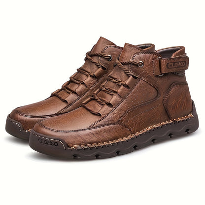 Men's Casual Mid-Top Sneakers with Rubber Sole and Lace-Up Design
