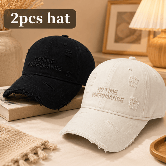 Unisex Embroidered Washed Cotton Baseball Cap with Wide Brim