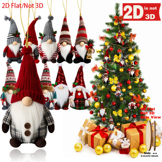 2D Flat, 10pcs WOTHWELL Gnome Dolls-like Dwarf Ornaments - Flat-Back Artificial  Christmas Tree Toppers, Multicolor Bearded Old Men with Hats & Plaid/Brown/Tan Outfits, -Tale Party Decorations for Xmas, New Year, Birthdays (E