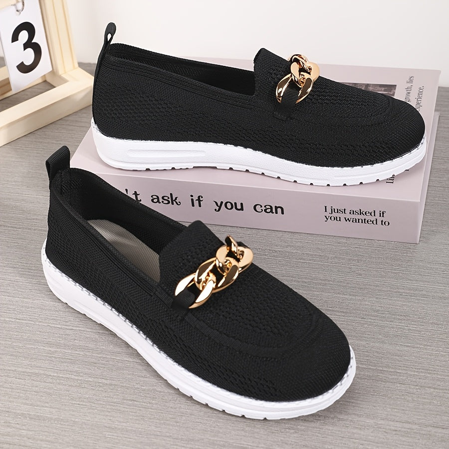 Women'S Knitted Flat Shoes, Lightweight Round-Toe Low-Top Shoes, Casual Sneakers.