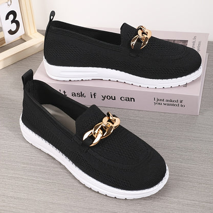 Women'S Knitted Flat Shoes, Lightweight Round-Toe Low-Top Shoes, Casual Sneakers.
