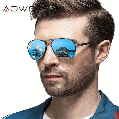 Men's Polarized UV400 Pilot Sunglasses with Mirror Lens