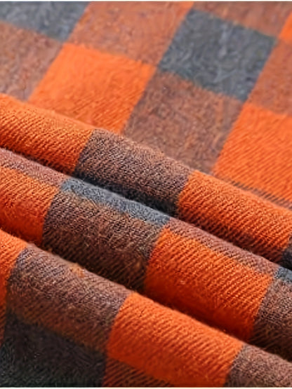 Տղամարդկանց համար նախատեսված շոտլանդական վերարկու, երկար թևքերով, պատահական, կոճակներով, գլխարկով վերնաշապիկ, բաճկոն