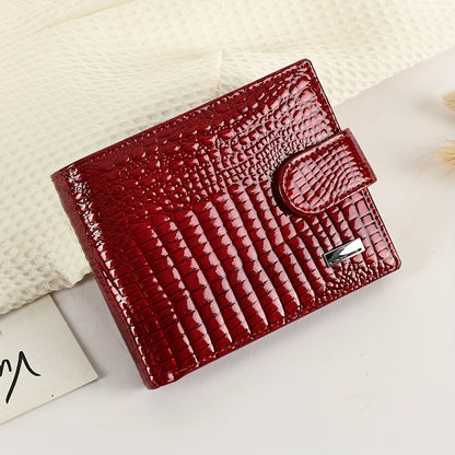 NIUCUNZH Full-Feature Genuine Leather Wallet Compatible for Men & Women - Top-Grain Cowhide with Magnetic Closure, Multi-Card, Photo & Coin Pocket, Passport Holder - Elegant Crocodile-Embossed Design, Valentine's/Mother's/Tha - ayq