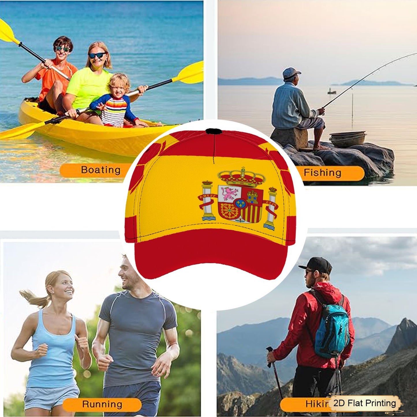 Men's Casual Spanish Flag Baseball Cap with Curved Brim