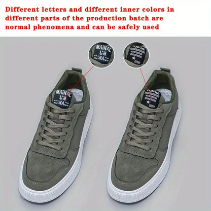 Men's Plus Size Breathable Casual Sneakers - Versatile All-Season Green Skate Shoes with Soft PU/PVC Sole, Lace-Up, Round Toe Design for Business & Social Events