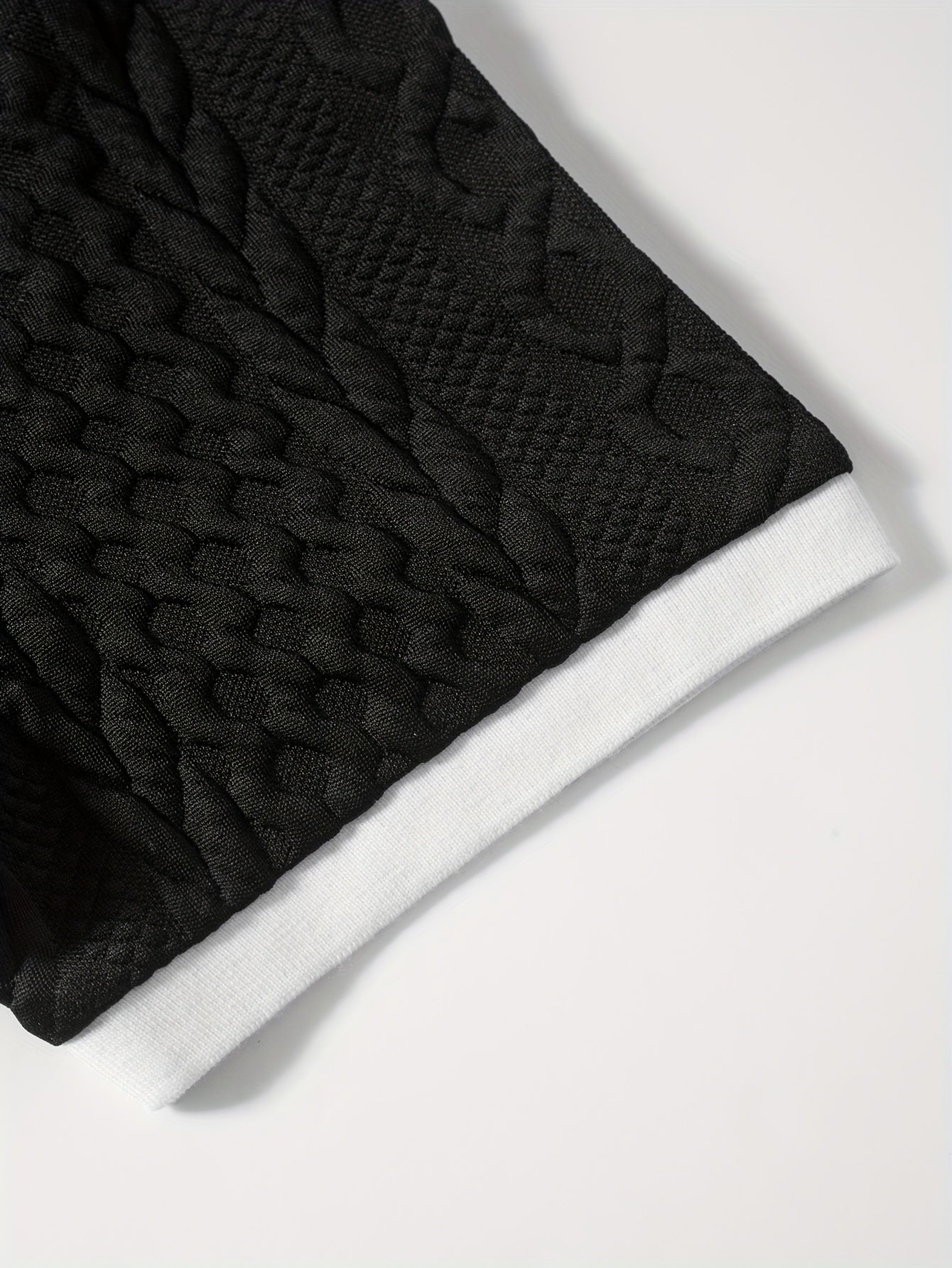 Summer Breathable Italian-style Color-blocked Light-mature Trendy Men's Shirt with V-neck, Slight Stretch, Jacquard Texture, Slim-fit Short Sleeves, Knitted - ayq