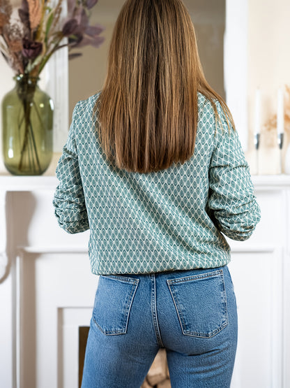 Elegant Special Women'S Fashion Plaid Golden Rimmed Long Sleeve Baseball Jacket