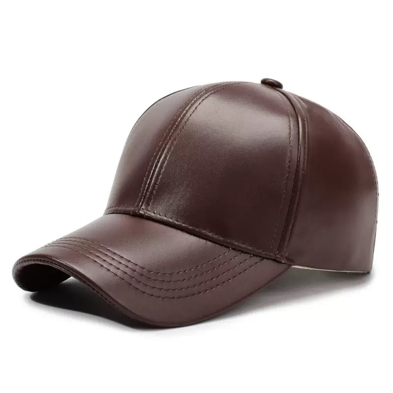 Men's PU Leather Baseball Cap Casual Adjustable Hat