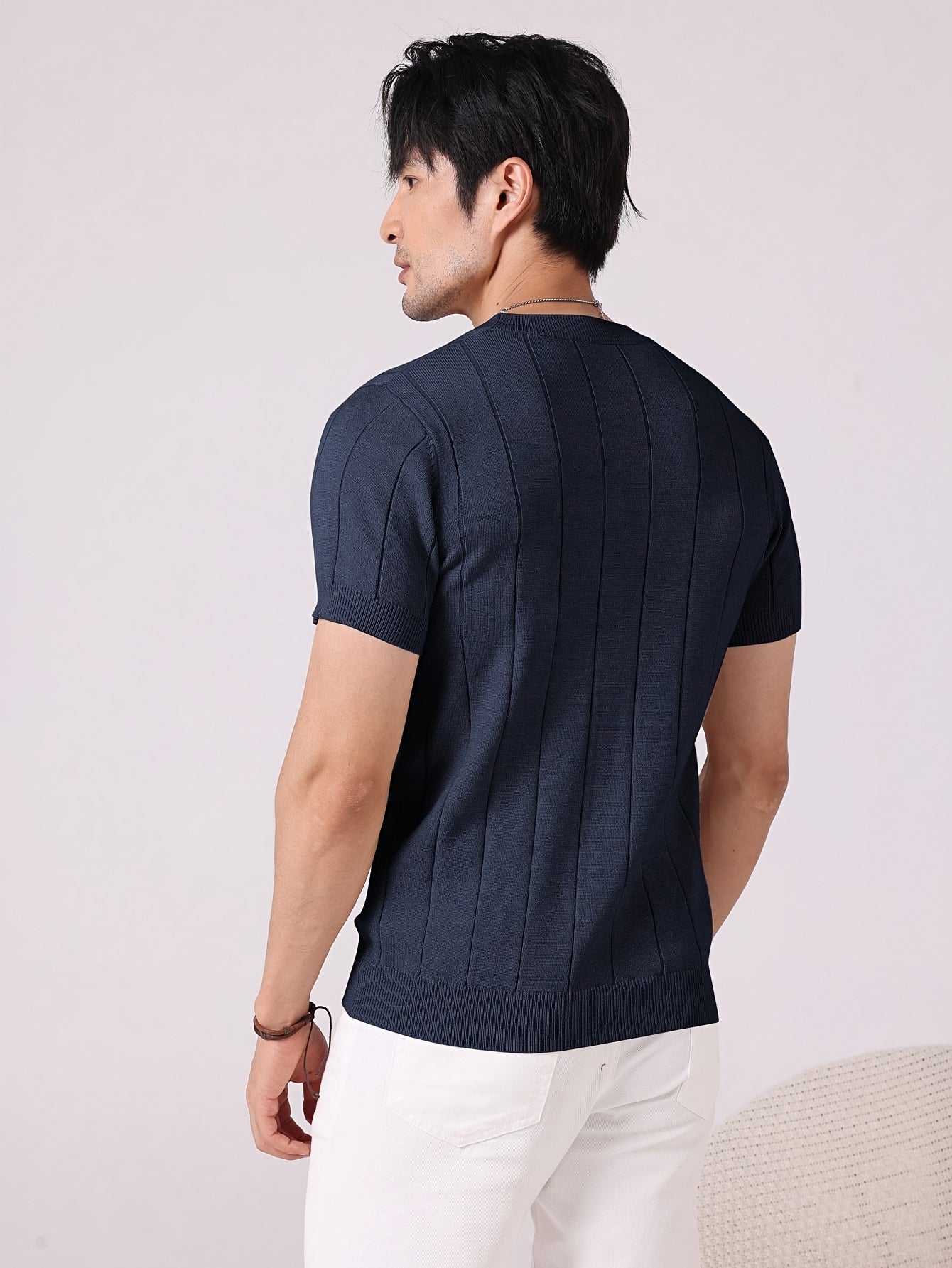 Men's Summer Viscose Knit Short-Sleeve Crew Neck T-Shirt