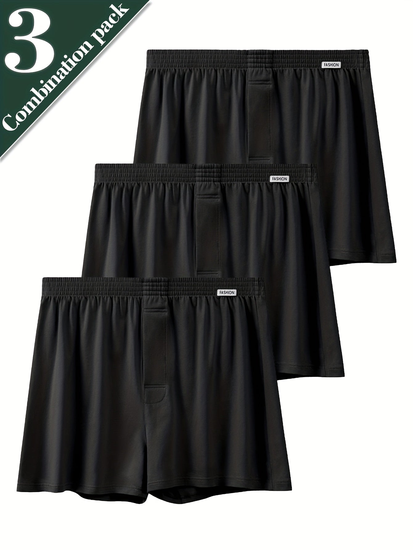 Men's Cotton Straight-Leg Shortie Underwear - 3 Pack