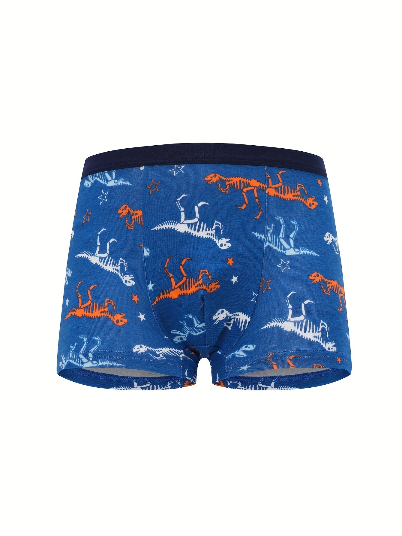 [4 հատ Cute Dinosaur Print Boys' Boxer Briefs] 4-Pack Cute Dinosaur Print Բամբակյա Բռնցքամարտիկ Տղաների համար, Փափուկ տրիկոտաժե ներքնազգեստ միջին առաձգականությամբ, սովորական պիտանի - Տղաների բամբակյա ներքնաշորեր