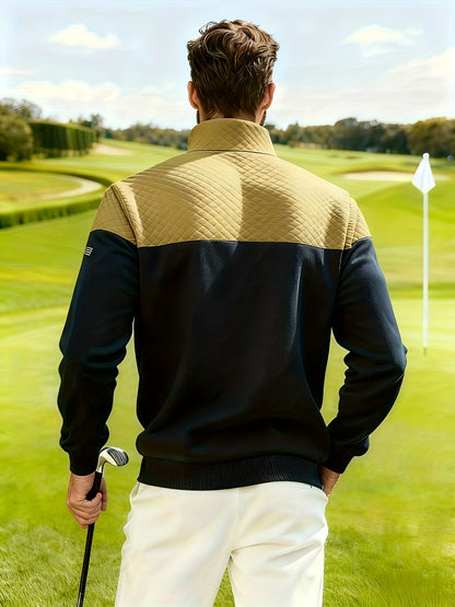 Տղամարդու աշնանային և ձմեռային կիսաճտքավոր սպորտային սվիտեր՝ հարմար մարզումների, վազքի և ֆիթնեսի համար, ոճային և հարմարավետ դիզայնով, փոքր վանդակավոր կանգնած օձիքով և հասանելի է մեծ չափսերով։