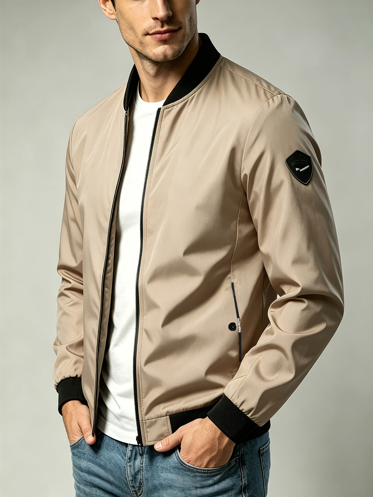 Men's Lightweight Windproof Baseball Jacket for Spring and Fall