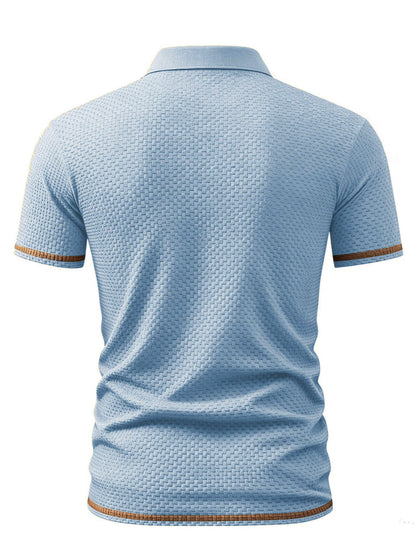 Boys' Preppy Polo Shirt with Geometric Pattern, Summer Wear