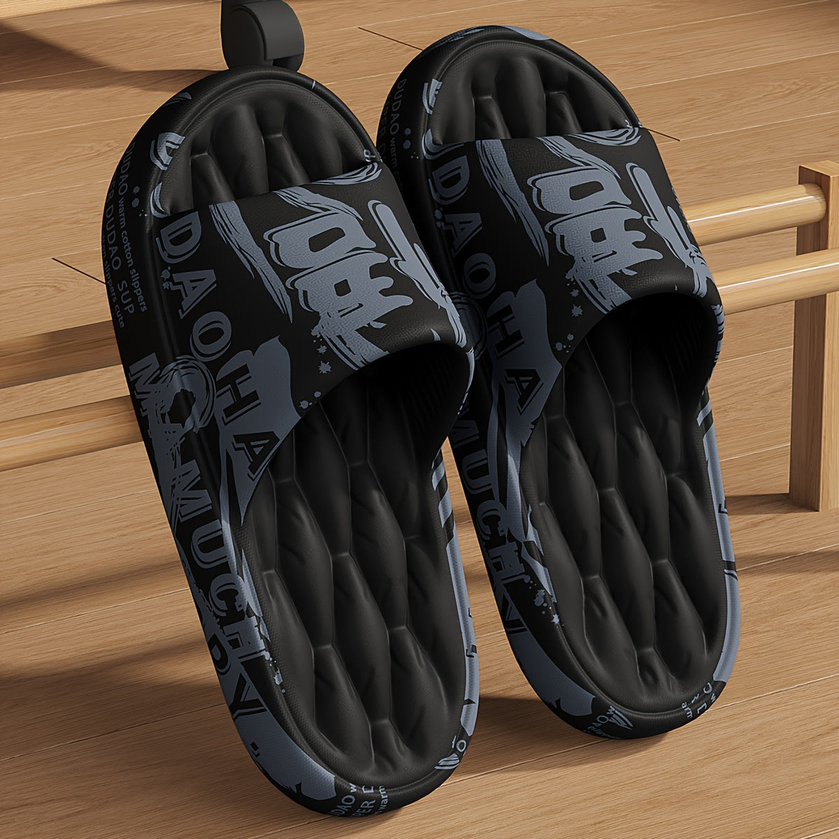 Men's Casual Printed EVA Slippers with Soft Sole, All-Season