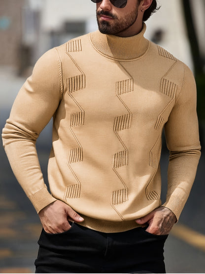 Men's Autumn/Winter High-Neck Sweater, Men's Winter High-Neck Pullover Knit Sweater, Men's Winter Clothing, Men's Sweater, Christmas Sweater, Men's Christmas Sweater, Winter Men's Apparel, New Year's Apparel, Men's Christmas