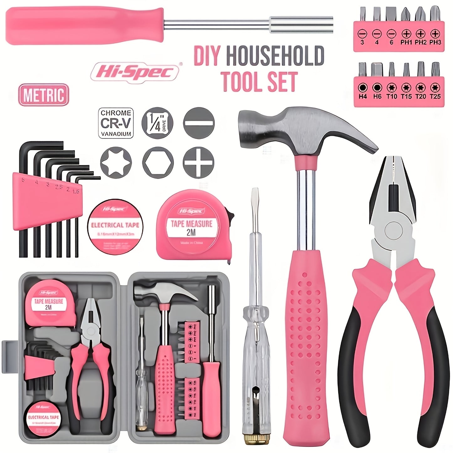 40/24pcs Household Tool Set, Multifunctional Complete Set of Combined Hardware Tools, Daily Tool Box, Home Maintenance, Steel Material, with Screwdriver, Pliers, Wrench, and More, for Home and Car Use, Home Maintenance Tools