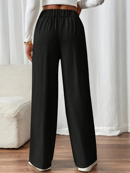 Elegant Women's Straight-Leg Office Pants in Solid Polyester