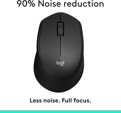 Logitech M330 SILENT Wireless Mouse, 2.4Ghz with USB Receiver, Optical Tracking, Quiet & Lightweight, Long Battery Life, for PC, Mac, Laptop, Chromebook - Black