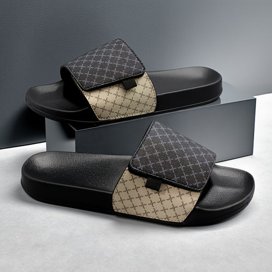 Men's Casual High Contrast Slides with Textured EVA Footbed