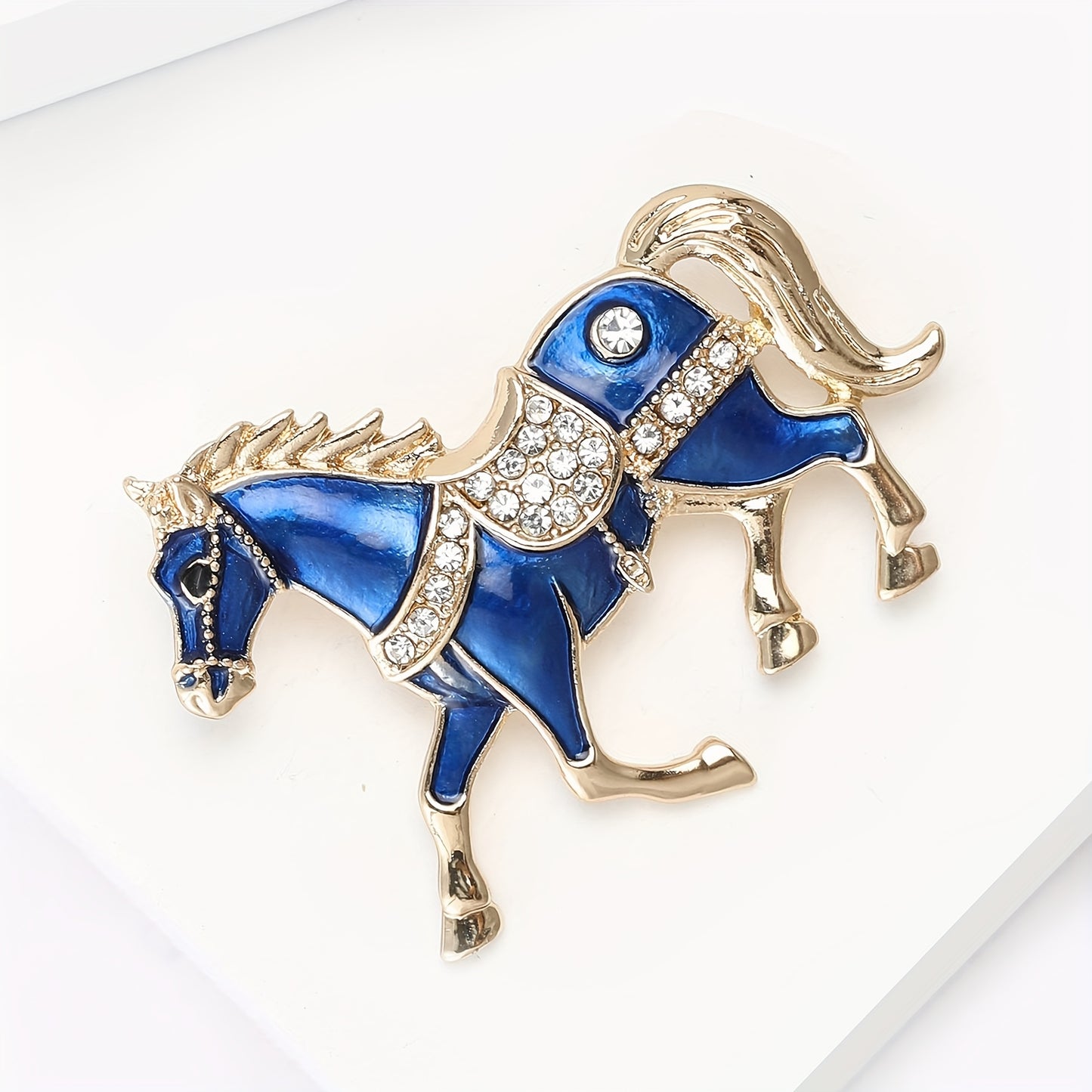 1pc Enamel Dripping Oil Inlaid Rhinestone Pony Fashion Brooch | Creative Ethnic Style Horse Badge Pin, High-End Design Couple Accessories, Exquisite Suit Corsage Party Decoration, Suitable for Christmas, Year of the Horse, Eq