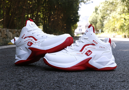 Men's high-top casual sports shoes fashion outdoor walking shoes for road running; lace-up wear-resistant versatile - ayq