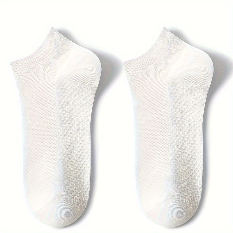 5pcs Men's Breathable Mesh Ankle Socks - Odor-Resistant, Sweat-Wicking Casual & Business Boat Socks, Plus Size