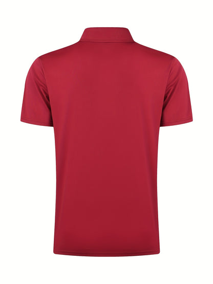 [Golf Apparel] Men's Classic White Shirt - Casual Summer Style with Short Sleeves, Zipper Collar, and Stretch Polyester Fabric - Perfect for Streetwear & Golf