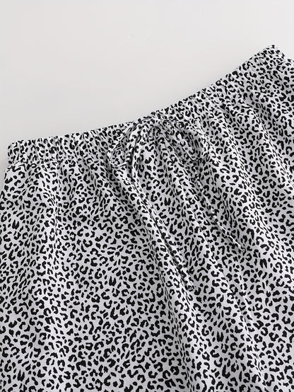Plus Size Women's Lightweight Beach Shorts - Casual Blue and White Floral Print, Drawstring Waist, Polyester, Machine Washable, Knee-Length with Pockets