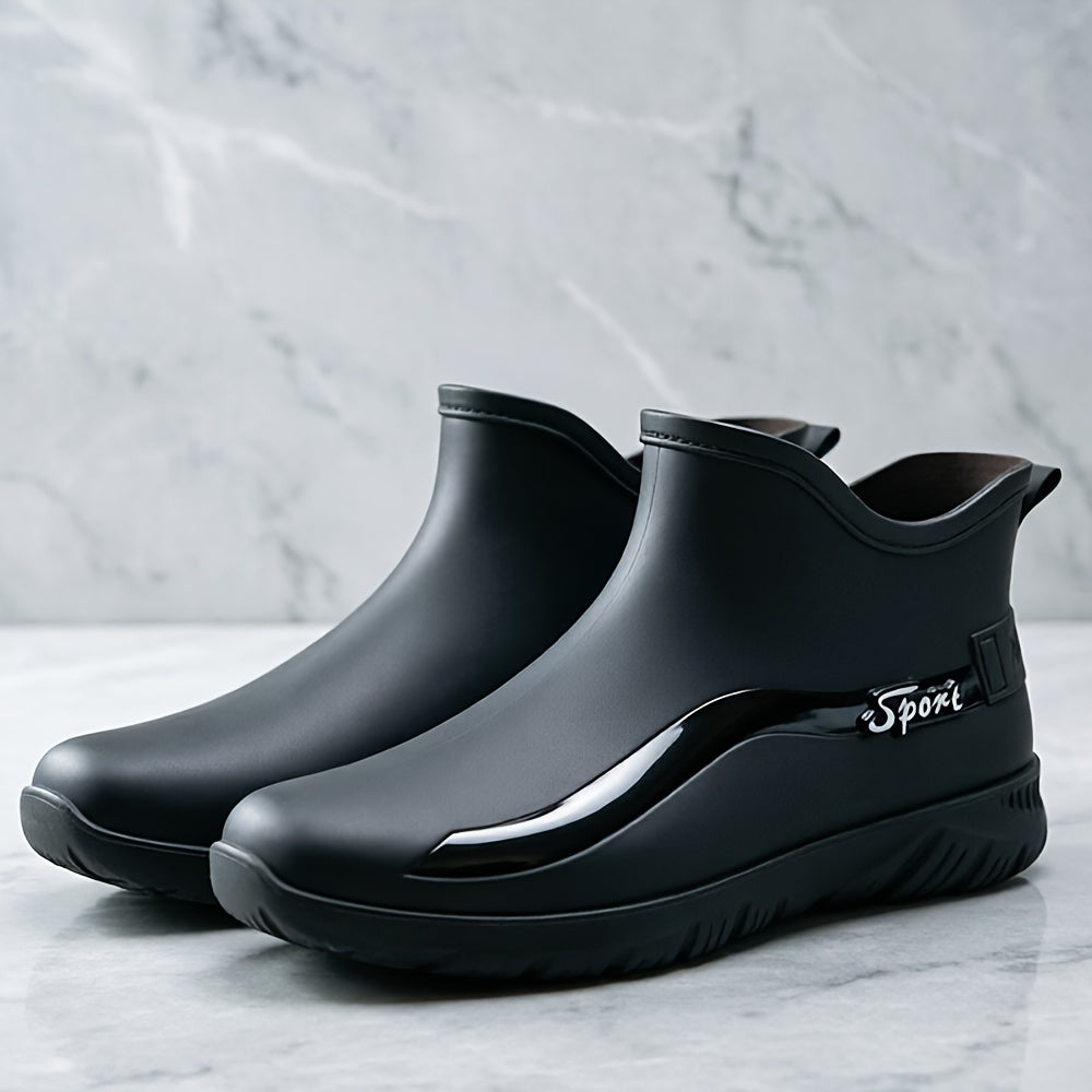 Men's Casual Anti-Slip PVC Rain Shoes for All-Season Wear