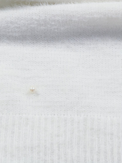 Մեծ չափս - Կանացի հարմարավետ դեղին V-ձև օձիքով սվիտեր՝ մարգարիտ կոճակներով և բրդյա եզրերով թևքերով - Ասիմետրիկ եզր, երկրաչափական նախշ, առօրյա ձմեռային սվիտեր առօրյա հագուստի համար, Ձմեռային հագուստ | V-ձև օձիքով սվիտեր | Մարգարիտ կոճակների մանրամասներ, Sw