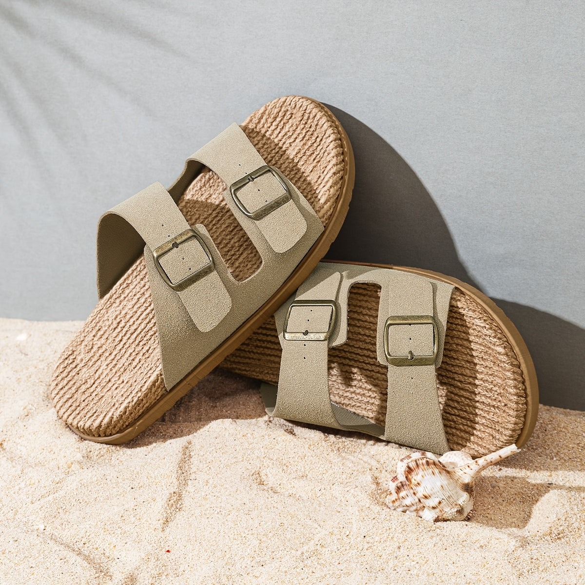 Men's Casual Outdoor Slip-On Sandals with Double Buckle