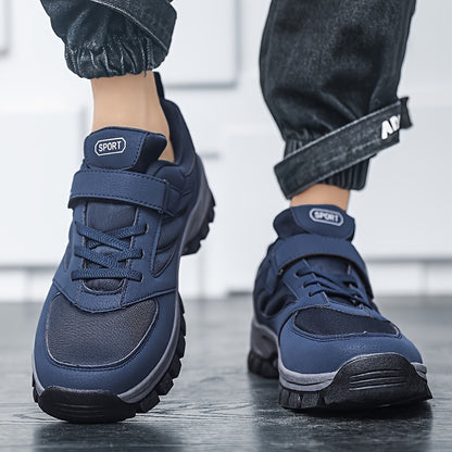 Men's Breathable Casual Shoes With Hook And Loop Fastener, Comfy Soft Sole Sneakers For Outdoor Jogging, Spring And Summer